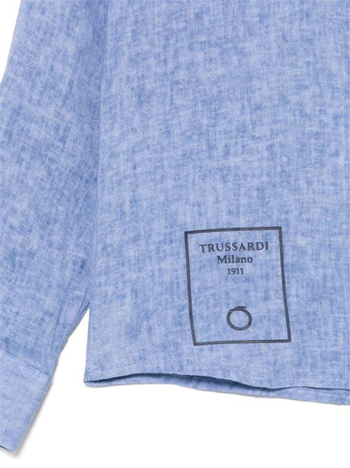 Camicia in misto lino blu TRUSSARDI JEANS | TBP25101CA/HBAZURE_DUST